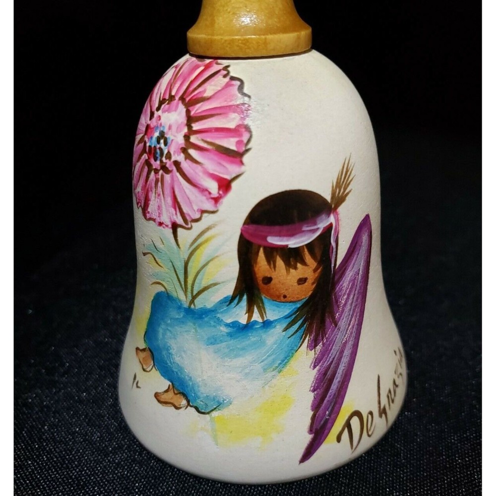Ted DeGrazia Indian Angel Girl Pottery Bell Southwest Native Culture 70s Signed